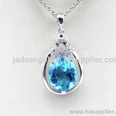 Fashion Silver Blue Topaz Cubic Zircon Pendant Jewelry