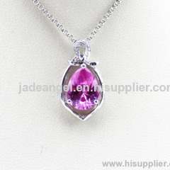 Pink Cubic Zircon Pendant ,925 Silver Jewelry