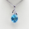 Blue Topaz Cubic Zircon Pendant,925 Silver Jewelry