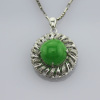 925 Silver Jewelry Green Jade Cubic zircon Pendant