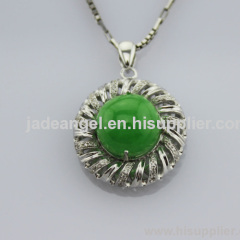 925 Silver Jewelry Green Jade Cubic zircon Pendant