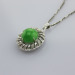 925 Silver Jewelry Green Jade Cubic zircon Pendant