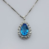 925 Silver Jewelry Blue Topaz Cubic Zircon Drop Pendant Jewelry