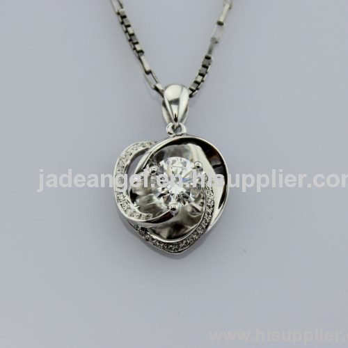 925 Sterling Silver Created Diamonds Heart Pendant Jewelry