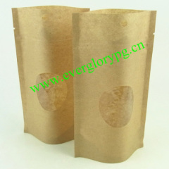 stand up food packaging paper bags with window