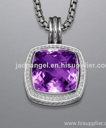 Designer Jewelry Sterling Silver 17mm Amethyst Albion Enhancer Pendant