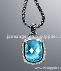 designer inspired jewelry 10x12mm blue topaz noblesse necklace