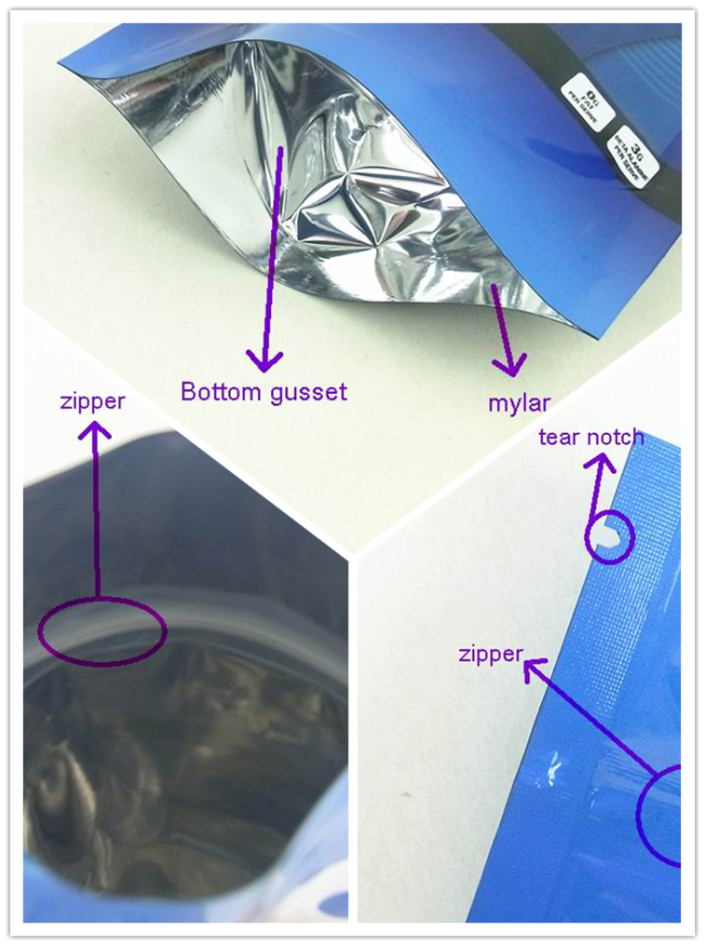 OEM aluminum foil ziptop stand up pouch