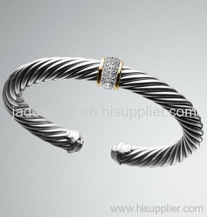 925 sterling silver bracelets 7mm pave diamond cable classics bracelet