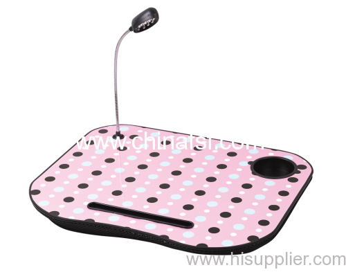 Led laptop tray with led lights pen holder and cup holder