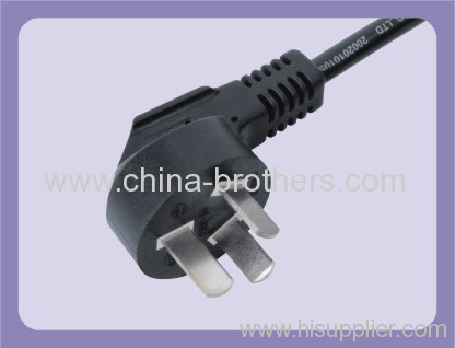 chinese standard plug for power cord 3 pin right angled plugin