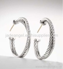 925 silver jewelry yurman XL pave diamond graphite ice earrings