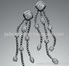 designer inspired jewelry 925 silver pave diamond confetti tassel earrings