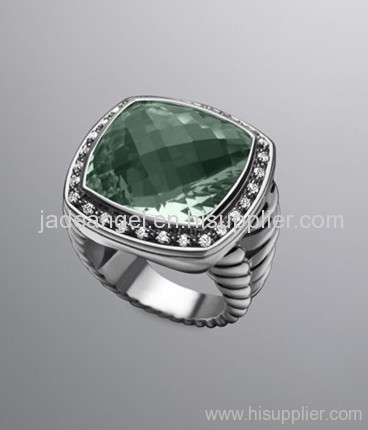 sterling silver ring 17mm prasiolite moonlight Ice ring