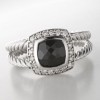 sterling silver ring 7mm black agate petite ring