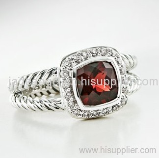 sterling silver ring 925 silver collection jewelry 7mm garnet petite albion ring