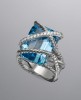 sterling silver ring 20x15mm blue topaz cable wrap ring
