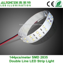 144pcs per meter SMD 2835 Double Row LED stripe with 15mm wide PCB