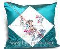 Modern Decorative Silk Throw Pillows, Square Blue Silk Cushion For Hotel 45x45cm