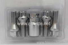 wheel bolt locks,4 spline lug bolts ,1 key apdater