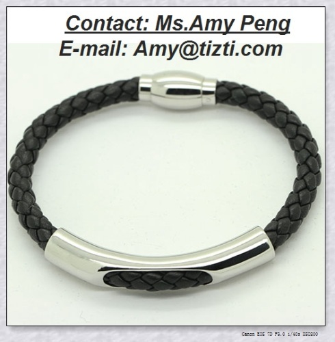 leather stainless steel bracelet