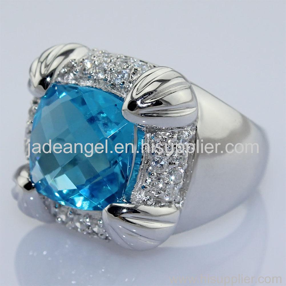 925 Sterling Silver Ring Blue Topaz Ring (F59)