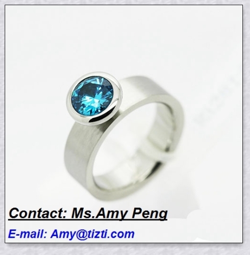 316L stainless steel ring with zircon