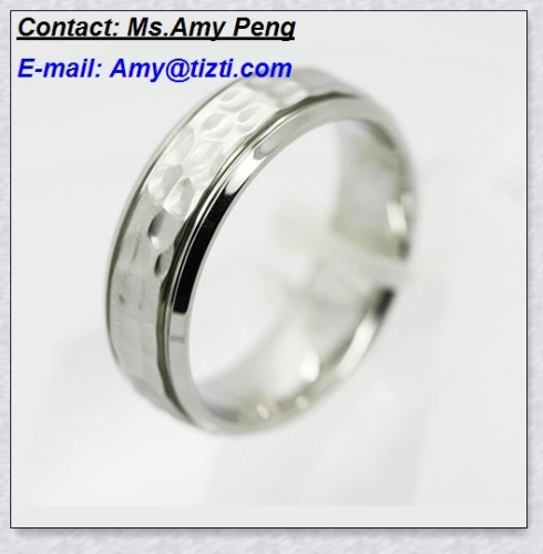 Men's hammered Titanium Ring