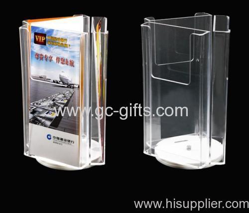 Manual rotational clear acrylic display rack for leaflets