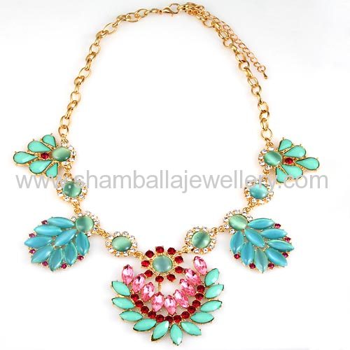 Colorful rhinestone crystal flower Statement collar Necklaces