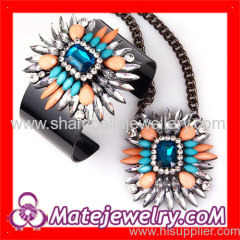 Colorful rhinestone crystal flower Statement collar Necklaces
