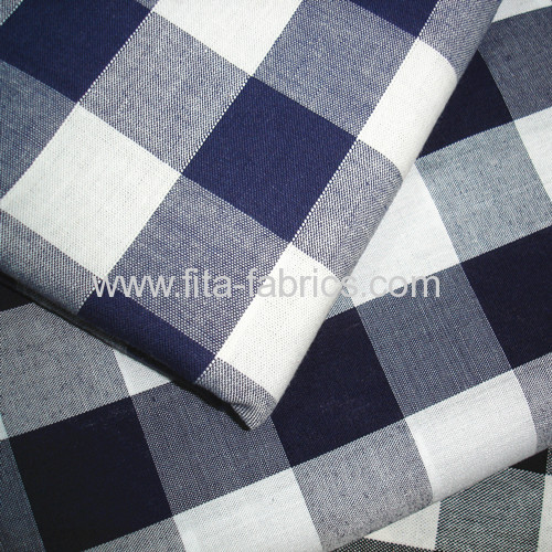 Polyester and cotton blended checks fabric 