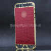 Crocodile Pattern Red Leather Skin 3 Lines White Diamond Stone With Gold Logo Back Cover Replacement For iPhone 5-Gold