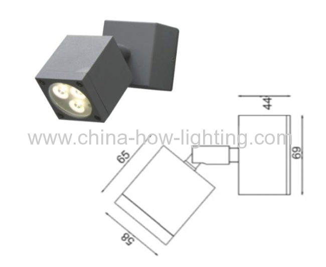 Wall LED Light 3W Outdoor Use Square Shape One Head Lighting