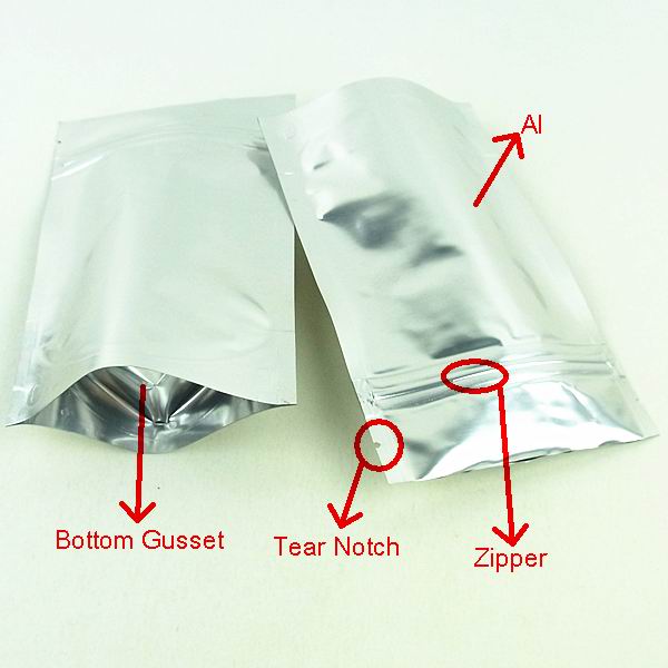 moisture proof pure foil stand up pouch for tea