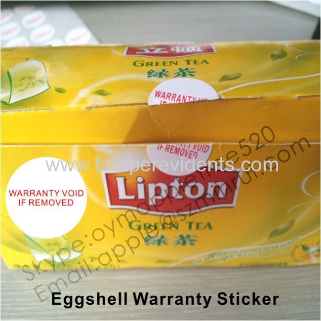 Simple Destructive Warranty Stickers,Printed Red Ink On White Eggsell Sticker,Warranty VOID If Removed Sticker 