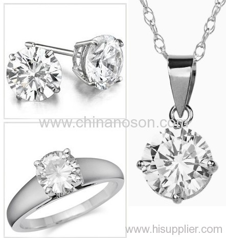 Rhodium plate diamond jewelry set