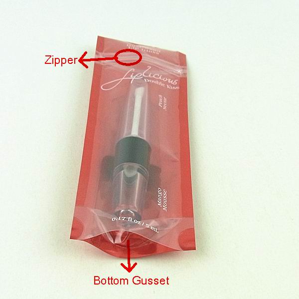 one-side clear lip stain ziplock stand up bags