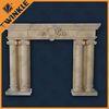 Solid Indoor Stone Fireplace Mantel With Natural Beige Marble Pillar