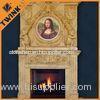 Yellow Natural Stone Travertine Fireplace Mantel For Indoor Decorative