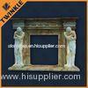 Solid Custom Travertine Fireplace Mantel With Statue For House