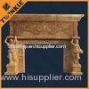 Yellow Unique Travertine Fireplace Mantel With Statue For Outdoor