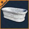 Comfortable White Natural Stone Tub With Free Standing Hand Craved