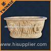 Round Yellow Natural Stone Tub With Statue For Hotel Decorative