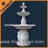 Natural Outdoor Stone Water Fountains White Marble With Lion Statue