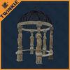 Red Stone Garden Gazebo / Marble Pillar Statue Carved Pavillion