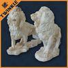 Natural Stone Carved Marble Sculpture With Double Lion Statues
