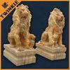 Lion Statue Carved Marble Sculpture / Contemporary Garden Sculptures