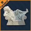 Elegant White Carved Marble Children Sculpture For Western Garden