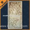 Flower Stone Relief Carving / Beige Sandstone Handmade Carving